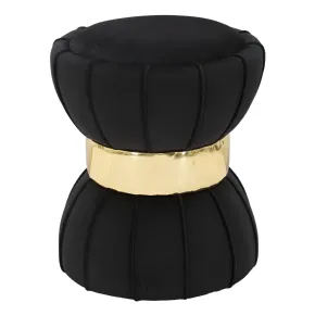 Pouf Imbottito in Velluto Nero Oro da Soggiorno Camera da Letto