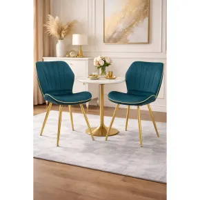 Set 2 Sedie da Pranzo in Velluto Ottanio Finitura Oro Moderno Soggiorno 2