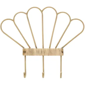 Appendiabiti da Parete in Metallo e Plastica 3 Ganci Effetto Bambu