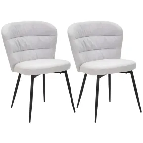 Set 2 Sedie da Pranzo in Tessuto Grigio Metallo Nero Seduta Imbottita