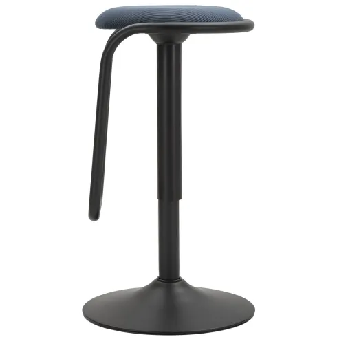 Sgabello Bar Girevole Regolabile Metallo Nero Tessuto Imbottito Blu