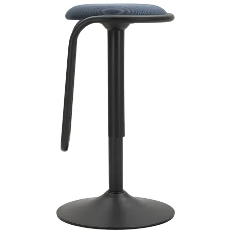 Sgabello Bar Girevole Regolabile Metallo Nero Tessuto Imbottito Blu