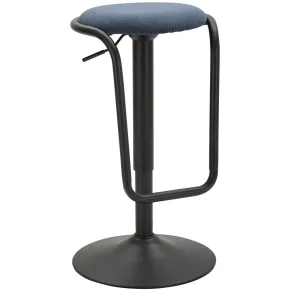 Sgabello Bar Girevole Regolabile Metallo Nero Tessuto Imbottito Blu