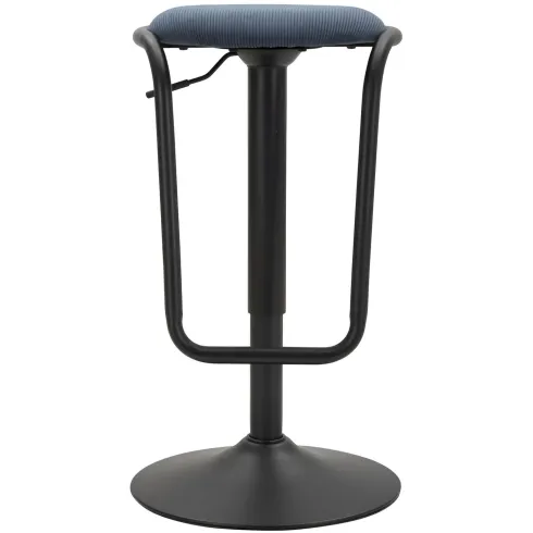 Sgabello Bar Girevole Regolabile Metallo Nero Tessuto Imbottito Blu