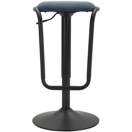 Sgabello Bar Girevole Regolabile Metallo Nero Tessuto Imbottito Blu