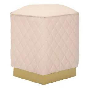 Pouf Imbottito Similpelle Trapuntata Rosa Oro Salotto Camera da Letto