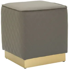 Pouf Imbottito Similpelle Trapuntata Grigio Oro Salotto Camera da Letto