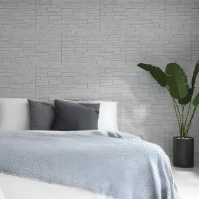 Set 12 Pannelli Isolanti Effetto Pietra Quarzite 3D Bianco 120x60 PU 2