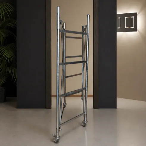 Trabattello Ponteggio Acciaio Altezza 320 cm Mezzopiano Ruote Girevoli