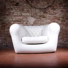 Poltrona Gonfiabile 1 Posto in PVC Bianco per Interno Esterno Valvole 2