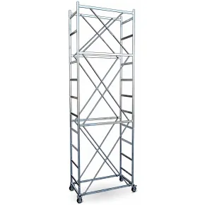 Trabattello Ponteggio Acciaio Piano con Botola Parapetto Ruote 520 cm