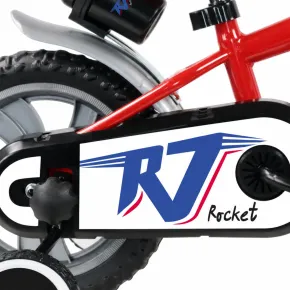 Bicicletta per Bambini 12" Rosso Rocket Rotelle Borraccia Trombetta 2