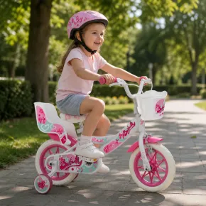 Bicicletta Bambini 12" Bianco Rotelle Removibili Seggiolino Cestino 2