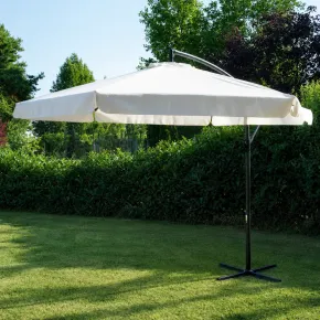 Ombrellone a Braccio Ecrù 3x3 m a Manovella Palo Laterale da Giardino 2