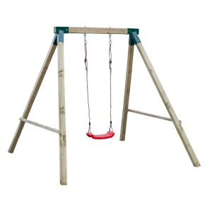 Altalena in Legno Singola per Bambini da Esterno Giardino 1 Seggiolino Seduta