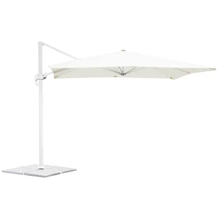 Ombrellone Quadrato da Esterno 3x3 m Bianco Alluminio Reclinabile 360°