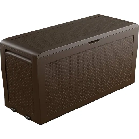 Baule Cassapanca Giardino Effetto Rattan Contenitore 270 Litri Resina Veranda
