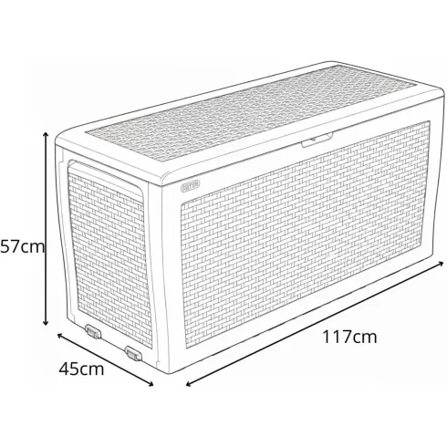 Baule Cassapanca Giardino Effetto Rattan Contenitore 270 Litri Resina Veranda