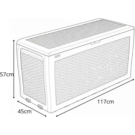 Baule Cassapanca Giardino Effetto Rattan Contenitore 270 Litri Resina Veranda