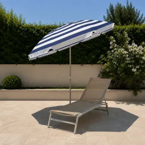 Ombrellone per Giardino 2x2 m Inclinabile Blu Bianco Sacca Tessuto 2