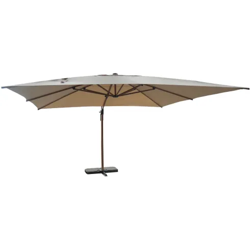 Ombrellone per Giardino 4x4 m Palo Decentrato Legno Beige Antivento
