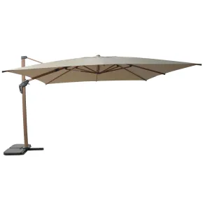 Ombrellone per Giardino 4x4 m Palo Decentrato Legno Beige Antivento