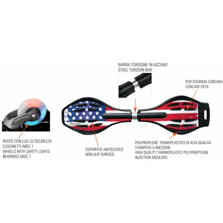 Waveboard 87x22 Polipropilene Antiscivolo Skateboard Bandiera USA