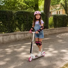 Monopattino Bambini 2 Ruote Pieghevole Bianco Fucsia Altezza Regolabile 2