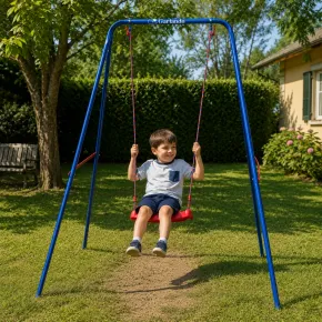 Altalena da Giardino per Bambini Singola in Acciaio Blu Rosso EN-71 2