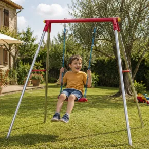 Altalena da Giardino Bambini Singola Acciaio Zincato Seduta Tavoletta 2