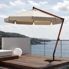 Ombrellone in Legno Palo Decentrato Rotondo 3 Metri Giardino Manovella Esterno | BricoShop24 2