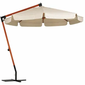 Ombrellone in Legno Palo Decentrato Rotondo 3 Metri Giardino Manovella Esterno | BricoShop24