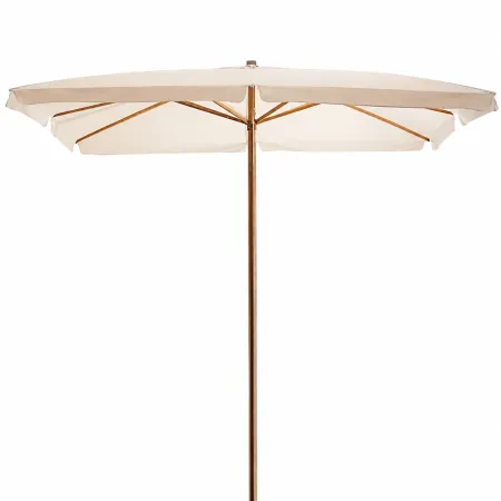 Ombrellone Legno 2x3 Corda Ecru Palo Centrale da Giardino Rettangolare