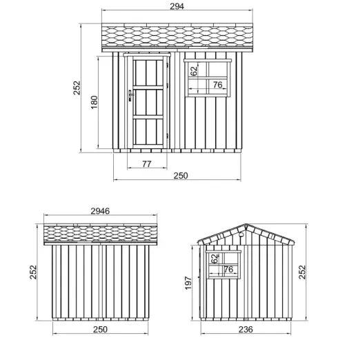 Casetta da Giardino in Legno Grigio Scuro 236x250 cm 6 m2 Pavimento