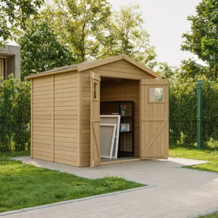 Casetta da Giardino in Legno 2x2m 4 m2 Pavimento Doppia Porta Vetrata