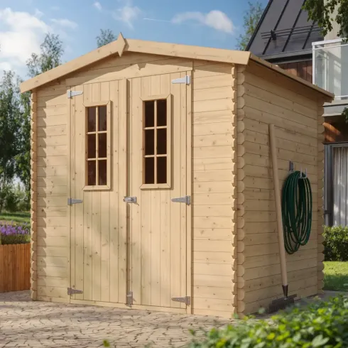 Casetta da Esterno in Legno 2x2 m Porta Finestrata Deposito Pavimento