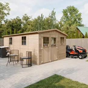 Casetta da Giardino 3x5 m Legno 17 mm Pavimento Porte Finestre 15 m2 2