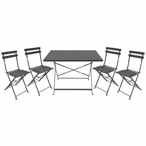 Set Tavolo da Giardino Rettangolare 70x110 cm con 4 Sedie Antracite