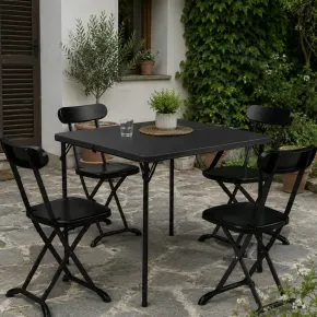 Set Pieghevole in Resina Tavolo e 4 Sedie da Esterno Picnic Campeggio Giardino 2