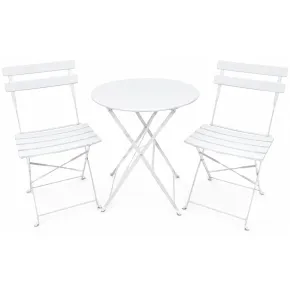 Set Tavolo Rotondo e 2 Sedie Pieghevoli per Terrazzo Giardino Balcone Esterno | Bricoshop24
