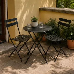 Set da Giardino Tavolo Rotondo e 2 Sedie da Esterno Pieghevoli Salvaspazio  | Bricoshop24 2