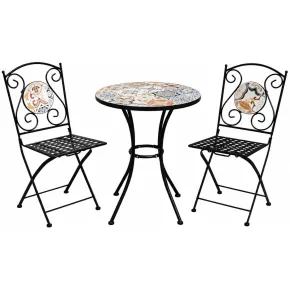 Set Tavolo e Sedie Pieghevole Rotondo Maiolica Sicilia