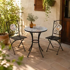 Set Tavolo e Sedie Pieghevole Rotondo Maiolica Sicilia 2