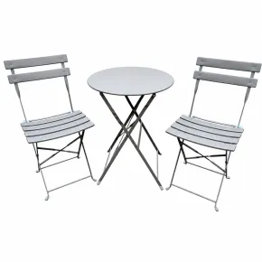 Tavolo Rotondo e 2 Sedie in Acciaio Set da Giardino Terrazzo Balcone Pieghevole  | Bricoshop24