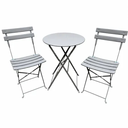 Tavolo Rotondo e 2 Sedie in Acciaio Set da Giardino Terrazzo Balcone Pieghevole