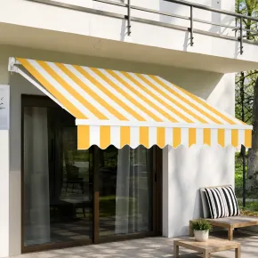 Tenda da Sole con Bracci Retrattili 395x250 cm con Motore Righe Giallo 2