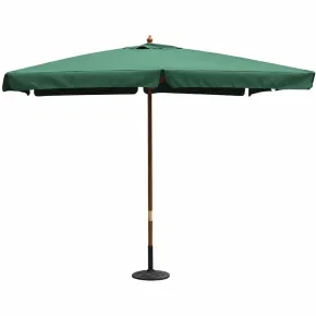 Ombrellone per Giardino 3x4 Rettangolare Palo Centrale Verde Legno