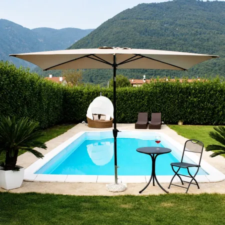 Ombrellone per Giardino 2x3 m Beige Palo Centrale con Carrucola
