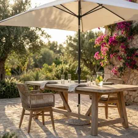 Ombrellone per Giardino 2x3 m Beige Palo Centrale con Carrucola