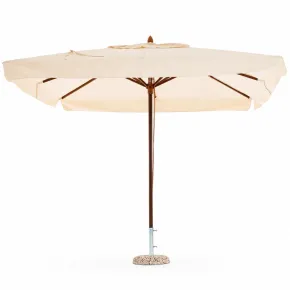 Ombrellone 3x2 Ecru Palo Centrale in Legno Poliestere PVC Impermeabile Antivento | BricoShop24